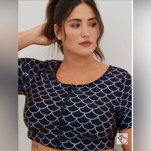 New Torrid 3X Mermaid Print Active Swim Suit Bikini Top 22-24